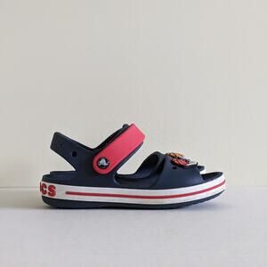 Crocs Crocband Sandals Size J1 Navy Red Basketball Jibbitz Lebron James Jordans